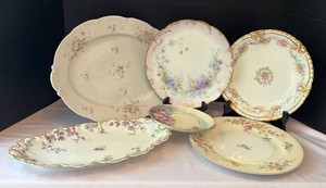 DR - Floral China Plates & Platters by Victoria, Haviland Limoges and More