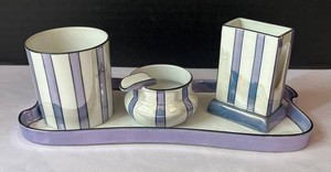 DR - Antique Noritake Nippon Lusterware Ceramic Smoking Set - 4-Piece Art Deco Service, c. 1911-1921