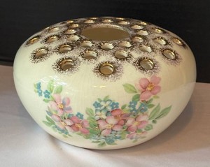 K - Vintage Floral Frog Vase
