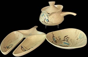 LR - Vintage 3 Piece Bob White Quail Serving Set by Red Wing