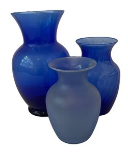 K - Blue Glass Vase Trio