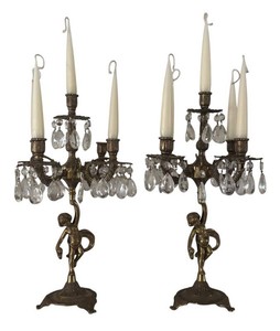 LR - Two Vintage Cherub Accented Candelabras