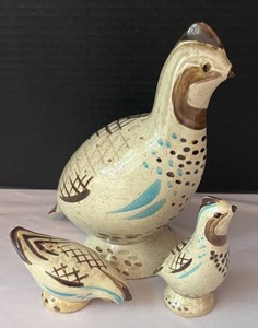 LR - Vintage  Bob White Quail Appetizer Server with Salt & Pepper Shakers
