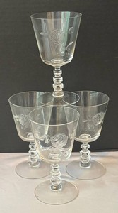 LRK - Vintage Fostoria Rose Stemware - 4 Glasses