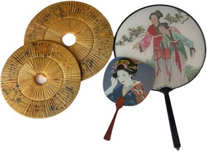 LR - Vintage East Asian Hand Fans and Trivets