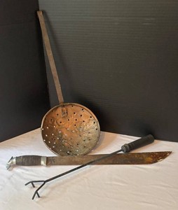 LR - Vintage Machete, Skimmer & Fire Poker Set