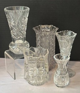 LR - Five Crystal & Clear Glass Vases