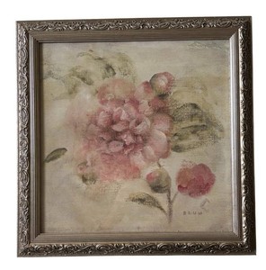 LR - Dusty Pink Rose on Antique Linen Print by Cheri Blum