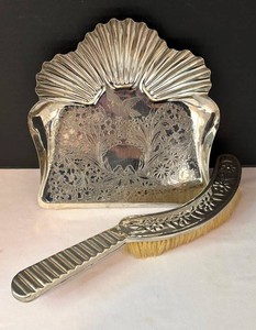 K - Vintage Art Nouveau Crumb Tray Set