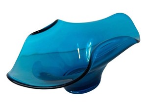K - Vintage Viking Glass Bluenique Edge Handkerchief Bowl
