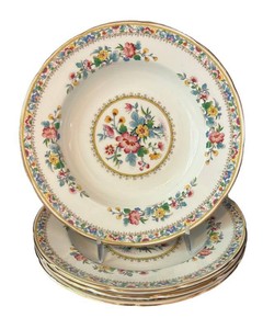 LR - Four Foley Ming Rose China Soup Bowls