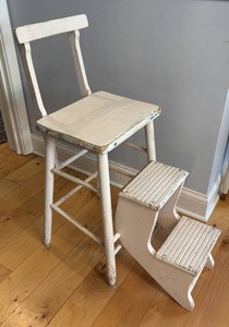 DR - Vintage White Stool & Step Stool
