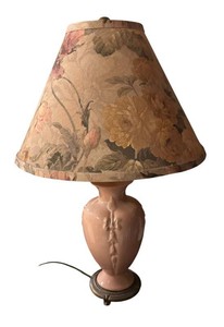 LLR - Vintage Pink Ceramic Table Lamp with Floral Shade
