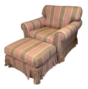 LLR - Vintage Striped  Chair & Ottoman