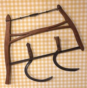 LLR - Antique Farm Tools including Box Saw and Two Hand Sickles