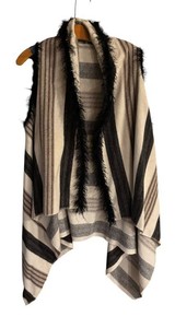 LLR - Annie Belle Creations Striped Fringe Wrap Vest