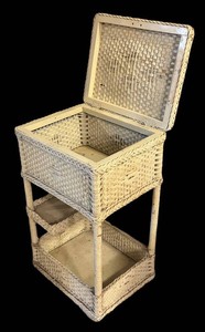 LLR - Vintage White Wicker Sewing Stand