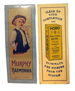 LLR - Vintage Murphy Harmonika & Hobo Metal Advertising Signs