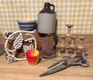 LLR - Vintage Crate, Crock Jug, Spools and More