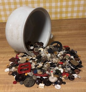 LLR - Vintage Chamber Pot with Buttons & Belt Buckles