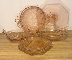 LLR - Vintage Pink Depression Glass Serving Pieces
