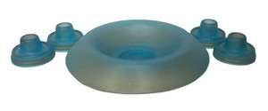 LLR - Vintage Blue Satin Glass Bowl & 4 Candle Holders