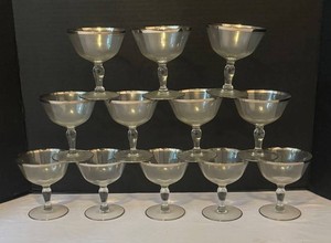 LR - Set of 12 Gastonbury Lotus Champagne Glasses  Sherbet Dishes