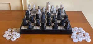 BR2 - Vintage Marble Chess and Checkers Set