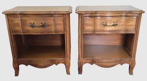 UL-BR3 - Vintage French Provincial Fruitwood Bedside Tables  Nightstands - Pair