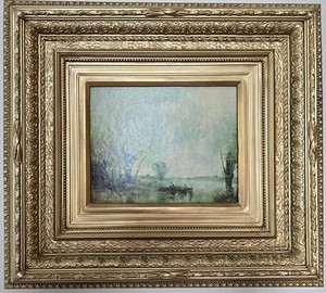 UL-BR3 - Vintage Framed Print Anglers on the Lake