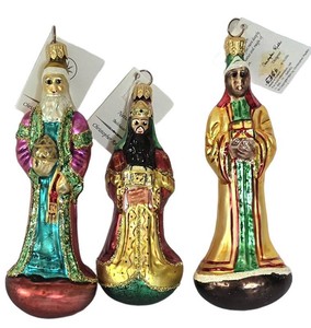 K - Vintage Christmas Hand Blown Ornaments - Christopher Radko Three Wise Men Set (Lot of 3)