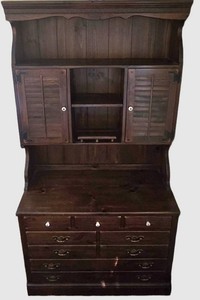 UL-BR2 - Desk With Hutch - Ethan Allen Dark Wood 2-Piece