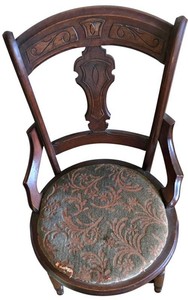 UL-BR2 - Vintage Accent Chair Wood Side Chair With Floral Upholstery