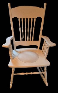 UL-BR1 - White Wood Rocking Chair Upholstered Seat