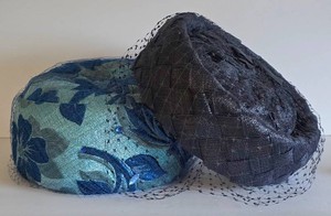 UL-BR1 - Vintage Hats - Bette Boutique Veiled Turquoise & Black (Lot of 2)