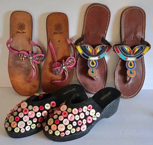 UL-BR1 - Beaded Sandals Mixed Lot of 3 Pairs - Yellow Box & April Cornell