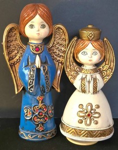UL-BR3 - Angel Figurines - Vintage Musical Silent Night Angels (Lot of 2)