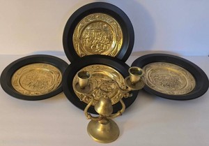 UL-BR3 - Tin Plates & Brass Candelabra Bell Mixed Lot