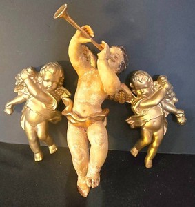 UL-BR3 - Vintage Angel Figurines - Lydia 1945 & Gold Painted Angels (Lot of 3)