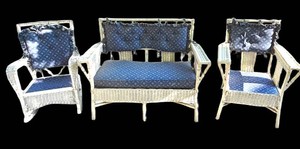 G - Wicker Patio Furniture Set - Loveseat, Chair & Rocker (Lot of 3)
