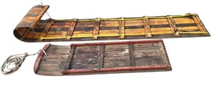 G - Vintage Adirondack Peters Wooden Toboggans Pair 17.5 X 84 & 16 X 50 in