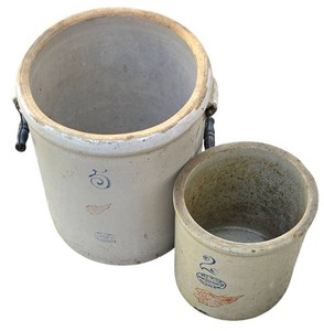 G - Vintage Stoneware Crocks - Red Wing 2 & 5 Gallon Pair