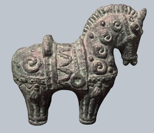 LL - Vintage Horse Figurine - Ornate Patina Equestrian Sculpture