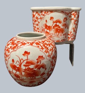 LL - Hand-Painted Ceramic Vases & Planter (Lot of 2)