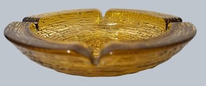 LL - Vintage Glass Ashtray - Anchor Hocking Soreno Amber 8.75in