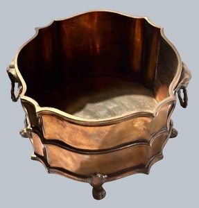 LL - Brass Jardiniere - Mottahedeh Rams Head Planter 10in X 6in