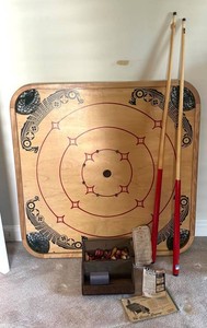 O - Vintage Carrom Viking Ship Q Board Game & Accessories