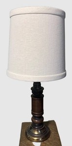 MB - Vintage Turned Wood & Brass Table Lamp