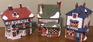 MB - Department 56 Dickens Village Buildings including Tuttles Pub, Walpole Tailors & T. Wells Fruit