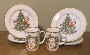 O - Vintage Fitz and Floyd St Nicholas Plates and Mugs